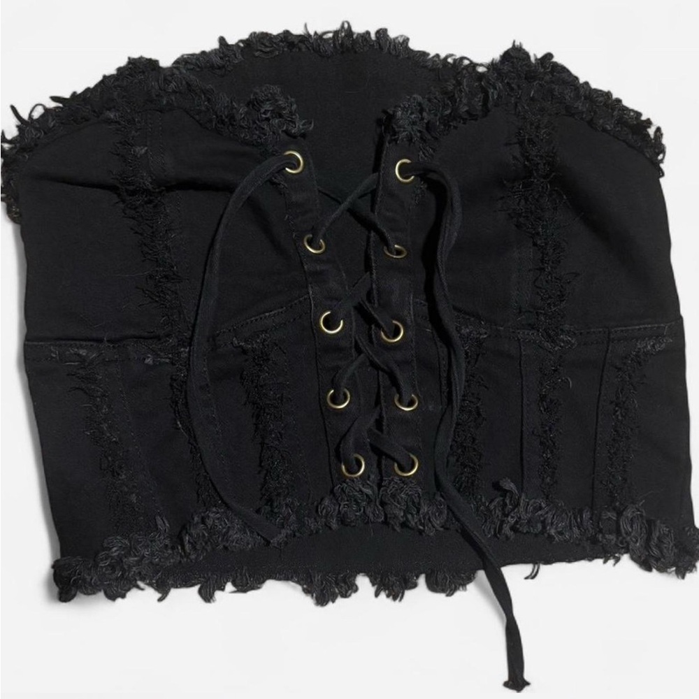Black Lace-Up Corset Top